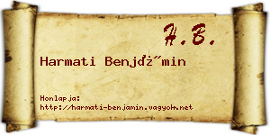 Harmati Benjámin névjegykártya