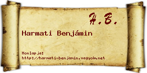 Harmati Benjámin névjegykártya